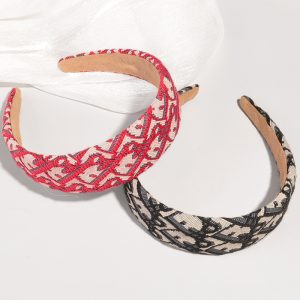 Replica Designer Dior Vintage Embroidered Print Wide Brim Foam Headband