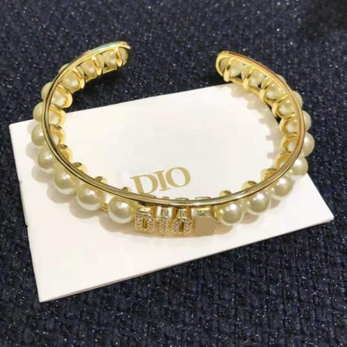 Replica Designer Dior Vintage Letter Imitation Pearl Bracelet