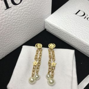 Replica Designer Dior Vintage Letter Imitation Pearl Fringe Earrings