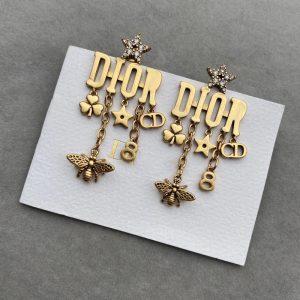 Replica Designer Dior Vintage Metal Letter Bee Stud Earrings