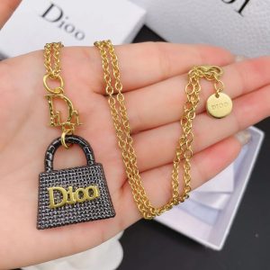 Replica Designer Dior Vintage Metal Letter Necklace