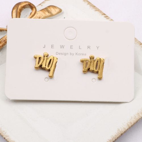 Replica Designer Dior Vintage Metal Letter Stud Earrings