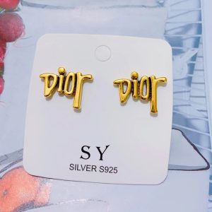 Replica Designer Dior Vintage Metal Letter Stud Earrings