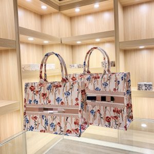 Replica Designer Dior Vintage Multicolor Print Large Capacity Canvas Tote