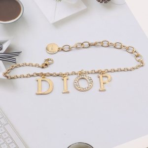 Replica Designer Dior Vintage Rhinestone Letter Bracelet