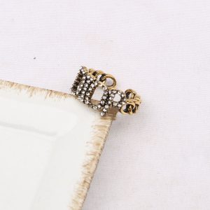 Replica Designer Dior Vintage Rhinestone Letter Open Ring