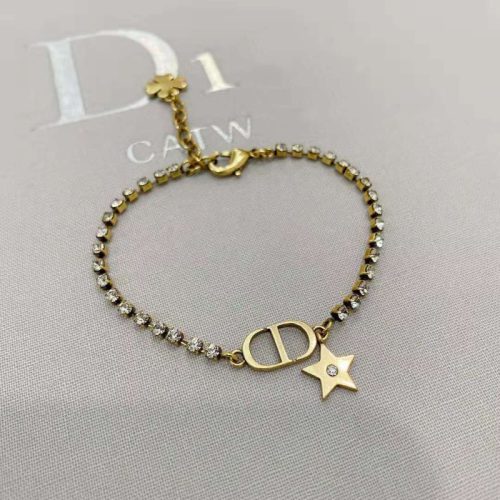 Replica Designer Dior Vintage Rhinestone Metal Letter Bracelet