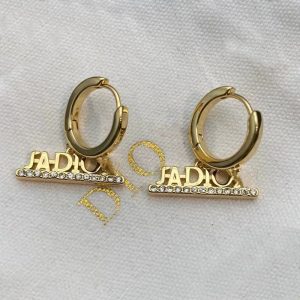 Replica Designer Dior Vintage Rhinestone Metal Letter Stud Earrings