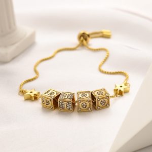 Replica Designer Dior Vintage Square Letter Rhinestone Bracelet