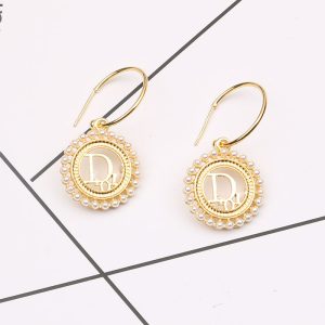 Replica Designer Dior Women Fashion Geometric Cutout Round Earrings