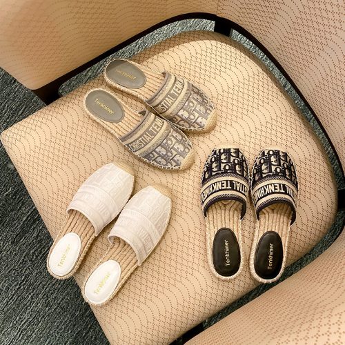 Replica Designer Dior Women Fashion Letter Embroidery Woven Mules