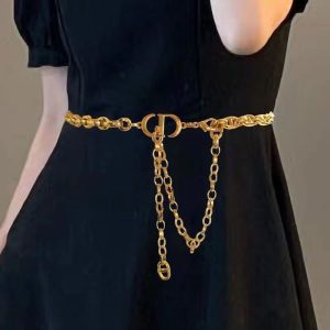 Replica Designer Dior Women Metal Waist Chain Alphabet Chain Belt