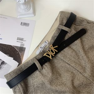 Replica Designer Dior Women Simple Letter Metal Buckle Thin Belt