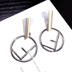 Replica Designer FENDI Women Big Creative Circle Earrings Letter Earrings