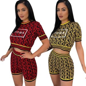 Replica Designer FENDI Women Casual Fashion Letter Embroidery Print Short Sleeve Set