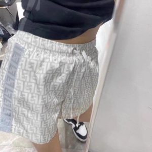 Replica Designer FENDI Women F Letter Drawstring Elastic Waist Casual Shorts