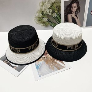 Replica Designer FENDI Women Fashion Big Brim Straw Sun Straw Hat