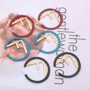 Replica Designer FENDI Women Fashion Personality Exaggerated F Letter Big Circle Earrings