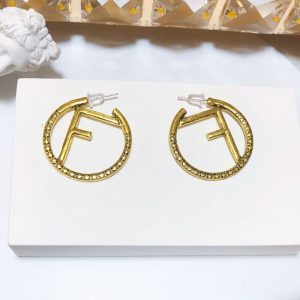 Replica Designer FENDI Women Geometric Simple Fashion Letter F Earrings