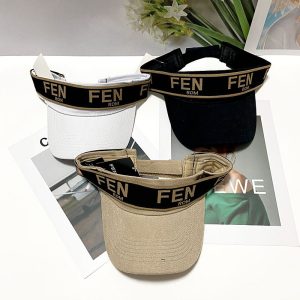 Replica Designer FENDI Women Men Fashion Letter Empty Top Protection Breathable Sun Hat