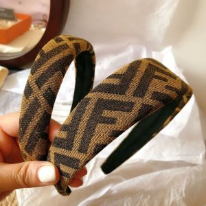 Replica Designer FENDI Women Retro Double F Letter Vintage Antique Headband Hair Accessories