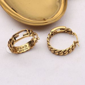 Replica Designer FENDI Women Retro Round Hollow Earrings