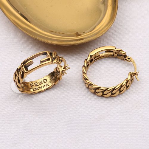 Replica Designer FENDI Women Retro Round Hollow Earrings
