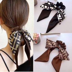 Replica Designer FENDI Women Satin Big Bow Hair Ring Rope Hair Accessories