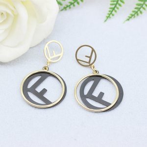 Replica Designer FENDI Women Simple Cute Letter F Round Earrings