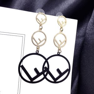 Replica Designer FENDI Women Temperament Circle Letters Long Earrings
