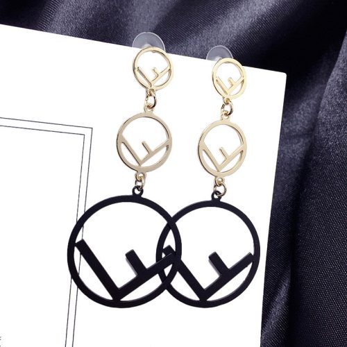 Replica Designer FENDI Women Temperament Circle Letters Long Earrings