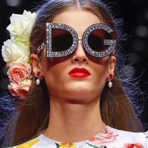 Replica Designer Fashion Large Frame Letter Shaped Retro Plated Exaggerated Sunglasses