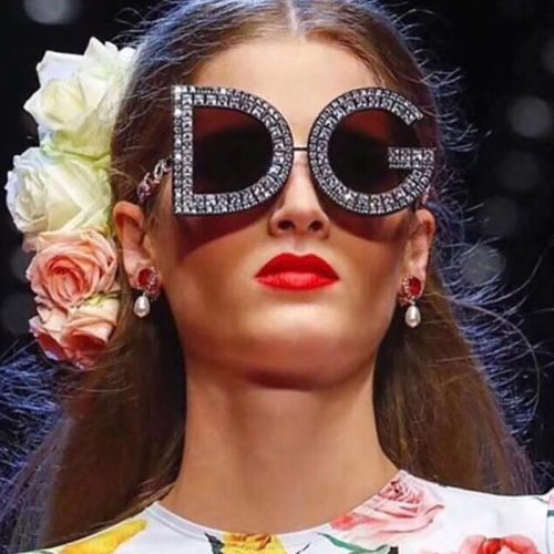 Replica Designer Fashion Large Frame Letter Shaped Retro Plated Exaggerated Sunglasses