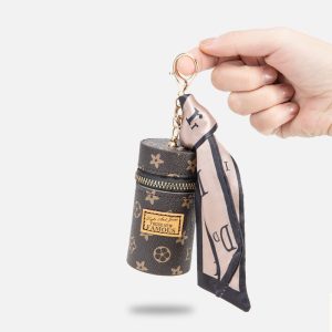 Replica Designer Fashion Simple Silk Scarf Decor Flower Print Lipstick Mini PU Bag