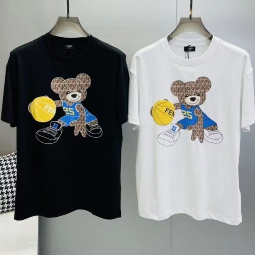 Replica Designer Fendi Bear Print Comfortable Casual Short-Sleeved T-Shirt