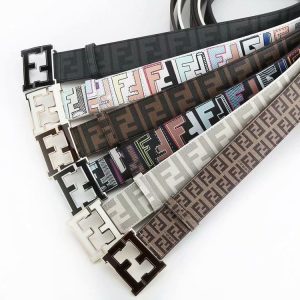 Replica Designer Fendi Classic Double F Buckle Men And Women Leather Belt
