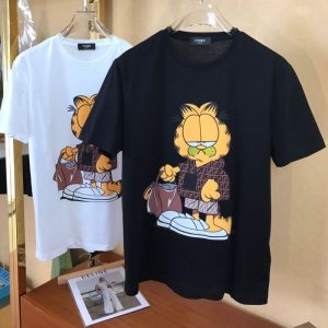 Replica Designer Fendi Garfield Large Size Short-Sleeved T-Shirt