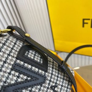 Replica Designer Fendi Gray Houndstooth Mon Tresor Mini-Bag