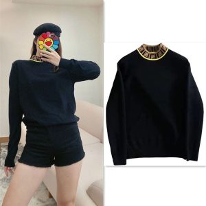 Replica Designer Fendi Jacquard Turtleneck Top