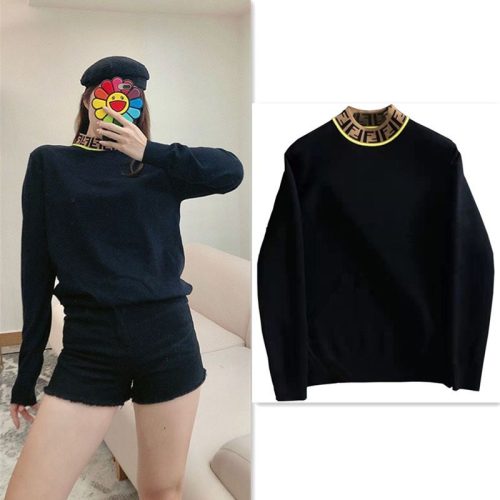 Replica Designer Fendi Jacquard Turtleneck Top