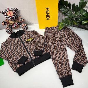 Replica Designer Fendi Kids Girls Boys Letters Jacket And Pants 2pcs Set