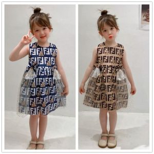 Replica Designer Fendi Kids Girls Mesh Sleeveless Dress