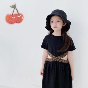 Replica Designer Fendi Kids Girls Short-Sleeved Dress
