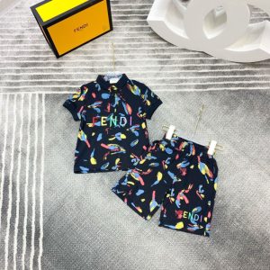 Replica Designer Fendi Kids Short Sleeves Shirt And Shorts Two-Piece Set