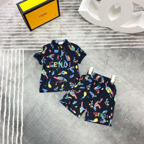 Replica Designer Fendi Kids Short Sleeves Shirt And Shorts Two-Piece Set