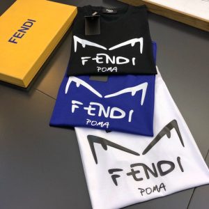 Replica Designer Fendi Little Monster Devil Eyes Couple Large Size Short-Sleeved T-Shirt