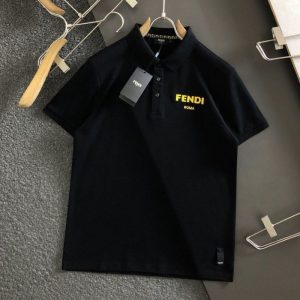 Replica Designer Fendi Men Letter Embroidery Casual Polo Shirt