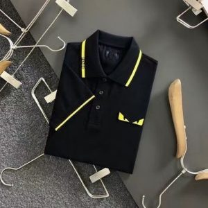 Replica Designer Fendi Men Letter Print Round Neck Short-Sleeved T-Shirt