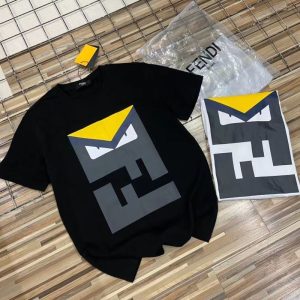 Replica Designer Fendi Men Little Monster Eyes Round Neck Short-Sleeved T-Shirt
