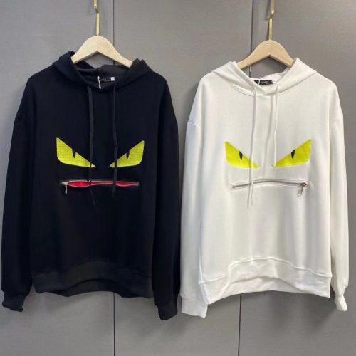 Replica Designer Fendi Men Monster Solid Color Hoodies